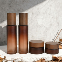 Lot de Bouteilles Cosmétiques en Verre Ambré Dépoli Rechargeables 30ml/50ml et Pots de Crème 100ml/120ml pour Soin de la Peau, Sérum, Lotion, Tonique - Vente en Gros