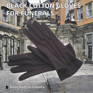 Gants de cérémonie jetables en coton noir antidérapants à texture lisse personnalisables pour funérailles et mariages Marque CS - Product Image 2