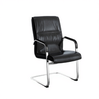 Chaise de bureau de direction ergonomique moderne PIN ANG ZJS en cuir PU avec base en acier inoxydable, dossier solide et accoudoirs fixes