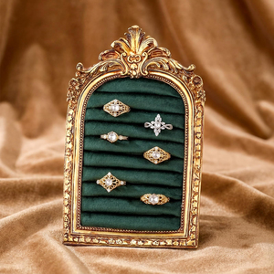 Support de présentation de bagues vintage en or avec cadre, organisateur de bijoux doublé de velours pour la vente au détail, les boutiques - Product Image 4
