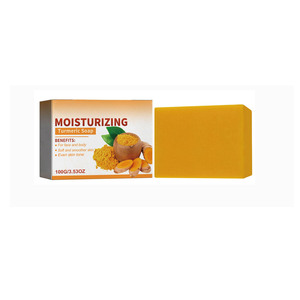 Jabón orgánico <span class=keywords><strong>de</strong></span> cúrcuma para el acné, elimina manchas oscuras, blanquea la piel, jabón corporal totalmente natural hecho a mano, blanqueador linfático <span class=keywords><strong>de</strong></span> jengibre y cúrcuma - Product Image 1