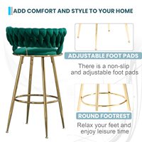 Tabouret de Bar en velours au Design Unique avec dossier et pieds solides pour la cuisine
