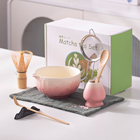 Ensemble de Matcha en Céramique Portable, Écologique et Durable, Style Japandi Minimaliste, avec Support 100 Pièces et Bol à Matcha Luobao