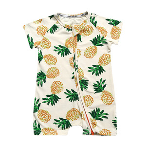 Mono de verano con doble cremallera estampado Ins para niños, <span class=keywords><strong>ropa</strong></span> informal para gatear para recién nacidos, mono informal de manga corta de punto de una pieza - Product Image 5