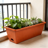 Pot de fleurs blanc tendance avec plateau, grand bac à plantes rectangulaire, pot de fleurs en plastique pour la maison et le jardin, long, pour l'intérieur