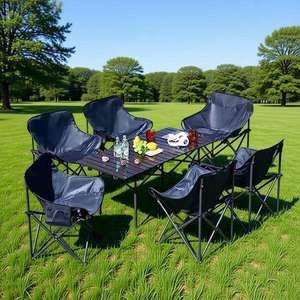 Table et chaises d'extérieur pliantes et portables pour camping, patio, jardin, chalet - Product Image 1
