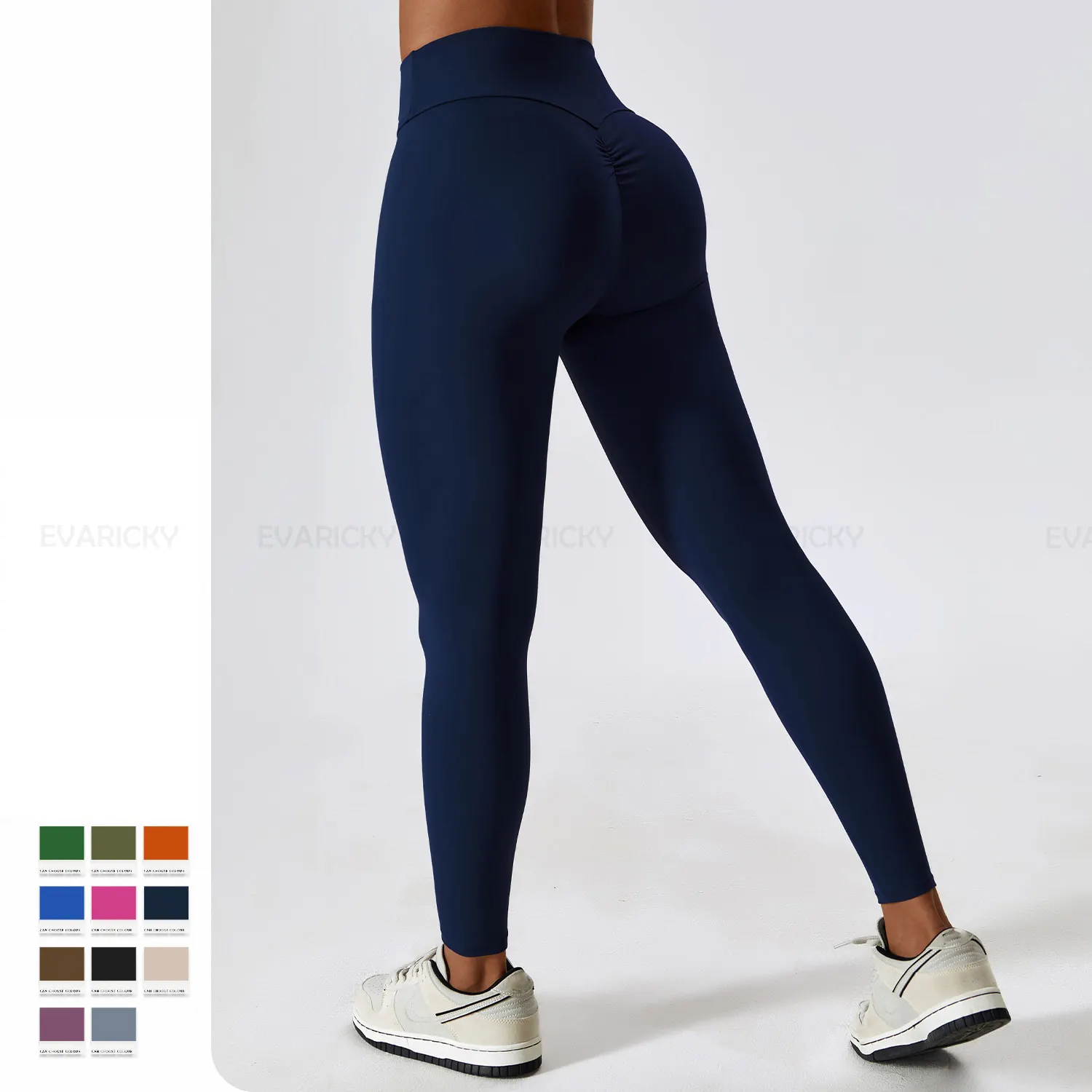 Tecido escovado Leggings de cintura alta Sem Camel Toe Design Mulheres Calças justas de cintura alta Scrunch Butt Yoga Pant Ginásio Leggings para as mulheres