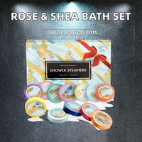 Pack Cadeau Personnalisé d'Usine de 8 Pastilles de Bain Effervescentes de 30g à la Rose et au Beurre de Karité pour Aromathérapie et Spa à Domicile