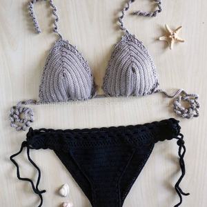 Fabricant de maillots de bain personnalisés : Maillot de bain vintage pour femme avec bretelles à nœuds, design ajouré à armatures, ensemble 2 pièces avec string en V - Product Image 1