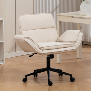 Modern Criss Cross Chair 5-Gear Adjustable Armrests Wheels Ergonomic Thickened <b>Backrest</b> Swivel Eco-Friendly Home Office Vanity - Product Image 1