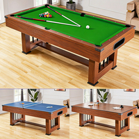 Mesa de Billar de Pizarra de 7 pies con Logotipo Personalizado S.Q.F, con Marco de Madera y Fieltro Azul, para Billar de 9 Bolas y Entretenimiento en el Hogar
