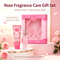 Coffret cadeau crème pour les mains parfumée à la rose 35ml et crème pour les mains 35ml, coffret cadeau beauté rose pour filles