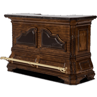 Klassisches Vintage Bar-Theken-Esszimmer-Set mit Leder-Barhockern Holzrahmen Amerikanisches Luxus-Bar-Set