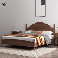Lit double minimaliste en bois de cerisier massif, style médiéval, pour chambre principale, sur mesure, en bois de perruier pur, pour l'Amérique du Nord
