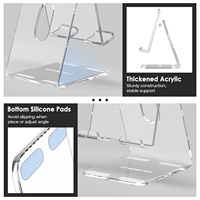 Accessoires de bureau MoKo Support de téléphone portable en acrylique transparent réglable Support universel pour tablette pour iPad 4 12.9