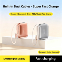 Nouvelle mini batterie externe électronique 10000 mAh, mince et portable, avec câble USB-C, Powerbanks 10000 mAh