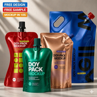 Pochettes souples personnalisées avec bec verseur, en aluminium et PEHD, pour liquides, 200 ml, 1 L, 2 L