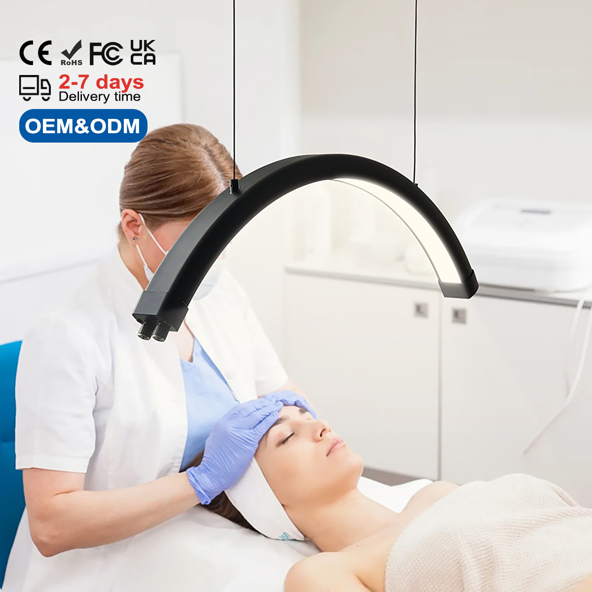 Arc LED Beauty Fill Light Aluminum Alloy Ceiling Wall Mounted Adjustable Height Half Moon Eyelash Extension Lamp Salon Lash