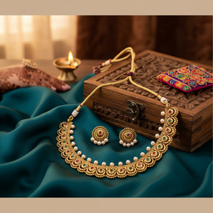 Collier traditionnel rose foncé et vert serti de bijoux fins en pierre Pota plaquée or SFNECK77 - Product Image 3