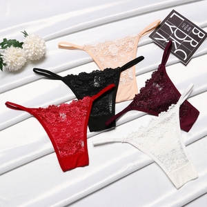 Dropshipping 2022 Culottes string à dos nu à fleurs mignonnes en coton et dentelle pour femmes - Product Image 1