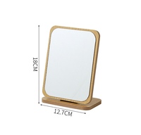 Miroir de table cosmétique sur pied carré argenté HD en gros, cadre en bois pliable, miroir de maquillage de bureau, simple face 1x