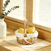 PP Plastic Wicker Moderne Ronde Handgeweven Eco-vriendelijke Multifunctionele Opbergmand voor Huis Keuken Slaapkamer Oranje