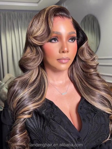 P4/27突出金发天然拉各斯发际线侧部分体波13x6无胶高清蕾丝正面假发黑色女性人发 - Product Image 6