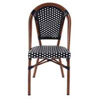 Noir blanc français parisien Patio café fauteuils en osier meubles extérieur jardin rotin Bistro chaises de salle à manger