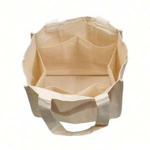 Sacs d'épicerie en toile de coton personnalisés avec plusieurs poches intérieures, sacs de courses réutilisables biologiques - Product Image 1