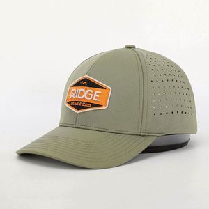 หมวกเบสบอลกีฬาแบบมีรูเจาะด้วยเลเซอร์สีเขียวคุณภาพสูง 6 แผง แบบ OEM สั่งทำพิเศษ พร้อมโลโก้ปัก 3 มิติ - Product Image 1