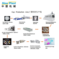 Mesin Thermoforming Gelas Sekali Pakai Otomatis SINOPLAST PP/PS/PET/PVC Merek Terkenal Motor Berkualitas Tinggi Produktivitas Tinggi Tinggi Pembentukan 160mm