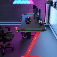 Yizhuo — bureau d'ordinateur en forme de Z, couleur noir ou rouge, Style de course, Pc de bureau, Gaming, lumière RGB, pour Gamer