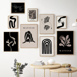 SQ 36 + hiện đại Bộ sưu tập tường thiết lập Boho nghệ thuật Áp phích trừu tượng tối giản trung tính màu đen tường nghệ thuật vải in - Product Image 5