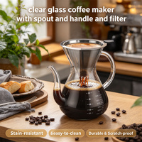Accessoires pour boissons : Cafetière à filtre en verre borosilicate transparent classique, sans BPA, faite à la main, avec poignée et filtre