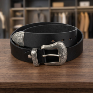 BS INTERNATIONAL <b>Men's</b> Formal <b>Belts</b> Steel Pin Buckle Rhinestone Waterproof Heavy Duty Eco-Friendly 3.8CM Genuine Leather 140CM - Product Image 1