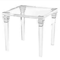Table console/côté/à café carrée moderne en acrylique transparent, entièrement assemblée, taille personnalisable, pour salon et hôtel, fabriquée en Chine