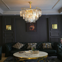 Lustre en fer avec cristaux K9 de qualité supérieure, style nordique postmoderne, LED, hauteur réglable, grand modèle, APCITL, pour salon