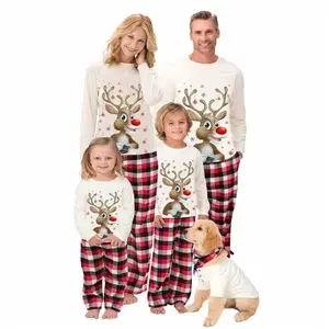 Pigiama natalizio in cotone con cervo natalizio pigiama natalizio abbinato per la famiglia papà mamma bambini