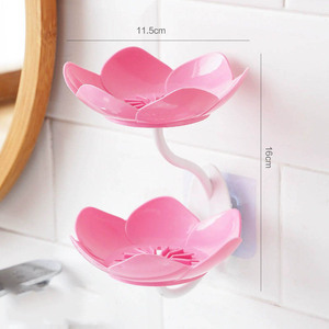 Ingrosso creativo forniture bagno in plastica lavabile in Silicone fiore sapone <span class=keywords><strong>doccia</strong></span> piatto con auto drenaggio porta sapone - Product Image 1