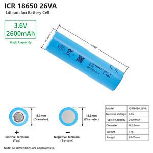 แบตเตอรี่แบบโซลิดสเตท ICR18650-26VA 2600mAh 3.6V 5C สำหรับเครื่องมือไฟฟ้าและยานยนต์ไฟฟ้า 1000 รอบการใช้งาน ขายส่ง - Product Image 3