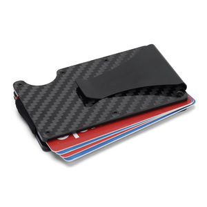 Carbon Fiber Metal <b>Card</b> <b>Holder</b> <b>Wallet</b> 3 In RFID Anti Theft Money Clip Everyday Use - Product Image 1