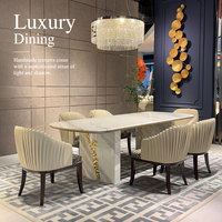 Ensemble de meubles de salle à manger de luxe haut de gamme moderne, solution tout-en-un Foshan, table à manger sur mesure avec plateau en marbre et chaises