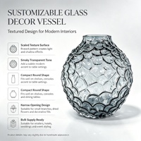 Jarrón decorativo moderno de vidrio gris de alta gama, disponible al por mayor, ideal para muebles de TV, comedores, mesas de recibidor y mesas de centro.