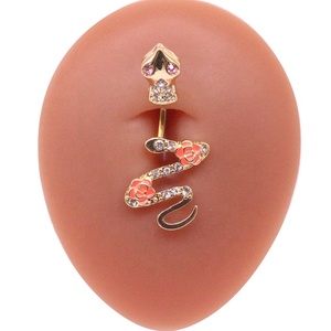 <span class=keywords><strong>Gaby</strong></span> nuevo diseño Sexy serpiente doble montaje vientre anillo de acero inoxidable al por mayor Piercing joyería - Product Image 2