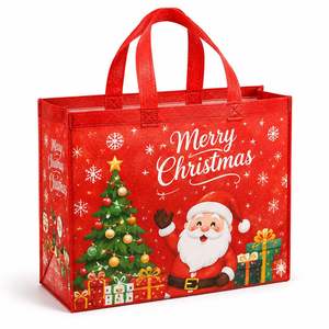 Custom Christmas Non Woven Tote <b>Bag</b> <b>Reusable</b> for Holiday Member Appreciation Gift Xmas VIP Loyalty Reward with Logo Print - Product Image 1