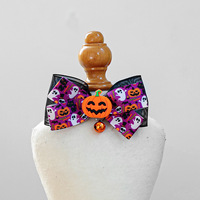 Kalung Hewan Peliharaan Berbentuk Kepala Labu Hantu Laba-laba Halloween untuk Anjing Kucing, Bahan Poliester, Nyaman, Aksesoris Fashion