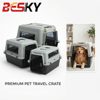 Caisse de transport robuste et portable pour animaux de compagnie, en plastique ventilé, avec fermeture à ressort sécurisée