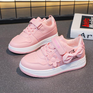 Pembe beyaz şerit yay spor ayakkabı kız bahar sonbahar stilleri çocuk öğrenciler hafif rahat düşük üst düz ayakkabı - Product Image 6