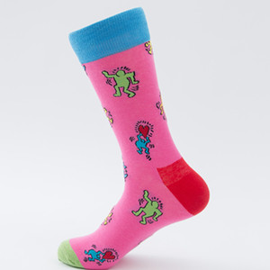 Chaussettes en coton 200N style Pop Art à pois colorés, motif visage <span class=keywords><strong>humain</strong></span> dansant, nouveauté pour hommes, streetwear décontracté, chaussettes en coton - Product Image 3