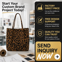 Sac fourre-tout de luxe en velours côtelé imprimé léopard, sac fourre-tout élégant personnalisé, sac en velours côtelé tendance, sac de voyage et de shopping, vente en gros